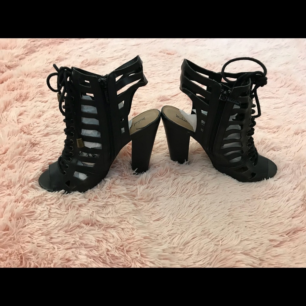 Michael Antonio black caged sandals